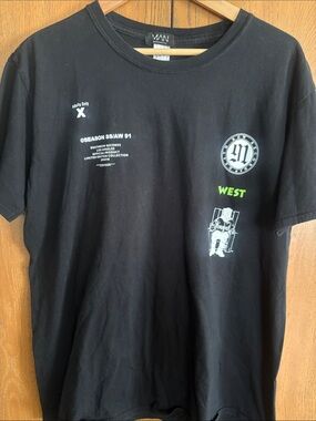 MAN Black Graphic Tee with White & Neon Green Details